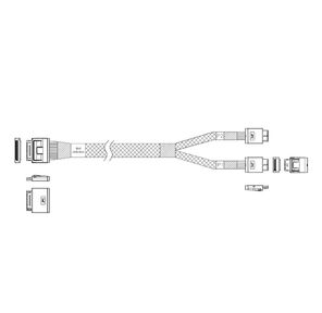 Кабель JPC P5251DR01000-1    Cable OCuLink x8 80P  (прямой Straight Type)  -TO-  2x OCuLink x4 42P  (прямой Straight Type) ,  85 Ohm,  L:100cm