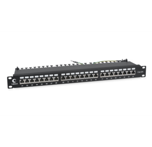 Cabeus PL-24-Cat.6a-SH-Dual IDC Патч-панель 19"  (1U),  24 порта RJ-45,  категория 6a,  полностью экранированная,  с задним кабельным организатором