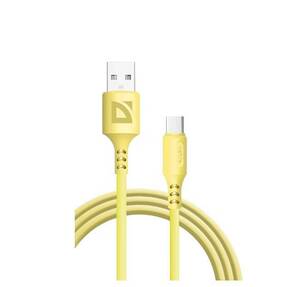 Defender Кабель F207,  USB 2.0  (AM) - Type C,  1метр,  2.4А,  силиконовая оплетка,  жёлтый.