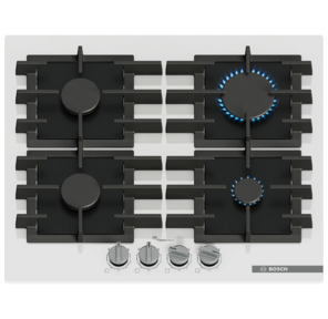 Газ,   60 см,  закаленное стекло,  независимая,  цвет белый