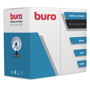 Кабель сетевой Buro BU-CCA-052-CAT6 UTP 4 пары cat6 solid 0.52мм 305м серый