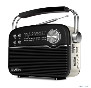 SVEN АС SRP-500,  черный  (3 Вт, Bluetooth,  FM / AM / SW,  USB,  microSD,  AUX,   встроенный аккумулятор)
