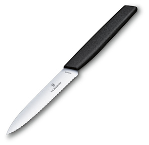 Нож кухонный Victorinox Swiss Modern  (6.9003.10W) стальной разделочный лезв.100мм серрейт. заточка черный