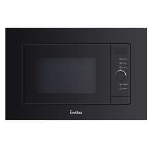 Микроволновая печь Evelux,  встраиваемая,  20 л,  сенсорное управление,  галогеновая подсветка,  цифровой дисплей,  5 авторежимов,  разморозка,  блокировка от детей,  таймер,  10 уровней мощности,  цвет черный