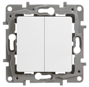 ETIKA Выключатель 2-клавишный с подсветкой,  на винтах,  10АХ,  бел.