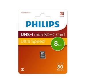 Флеш карта microSD 8GB PHILIPS High Speed  microSDHC Class 10 80MB / s