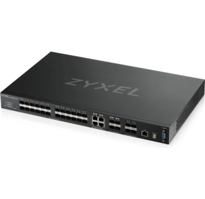 ZyXEL XGS4600-32F. Управляемый коммутатор Gigabit Ethernet 3 уровня с 28 SFP-слотами из которых 4 совмещены с разъемами RJ-45 + 4 слота SFP+