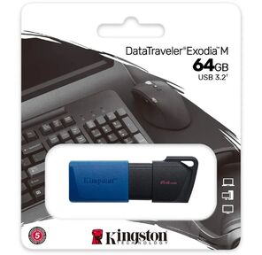 Флеш Диск Kingston 64Gb DataTraveler Exodia M DTXM / 64GB USB3.0 черный / синий