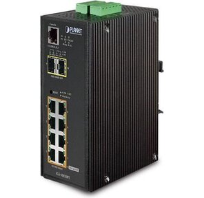 IP30 L2+ SNMP Manageable 8-Port Gigabit POE (Af) Switch + 2-Port Gigabit SFP Industrial Switch  (-40 to 75 C),  ERPS Ring Supported,  1588