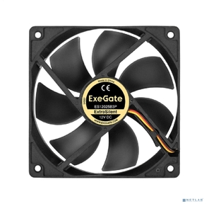 Вентилятор 12В DC ExeGate ExtraSilent ES12025B3P  (120x120x25 мм,  2-Ball  (двойной шарикоподшипник),  3pin,  1850RPM,  30dBA)