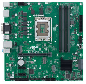 ASUS PRO B760M-CT-CSM,  LGA1700,  B760,  4*DDR5,  VGA+HDMI+2xDP,  4xSATA3 + RAID,  2xM2,  Audio,  Gb LAN,  USB 3.2,  USB 2.0,  mATX; 90MB1DY0-M0EAYC
