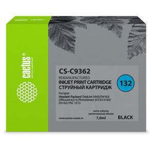 Картридж струйный Cactus CS-C9362 черный для №132 HP DJ5443 / D4163 PS2573 / C3183  (7ml)