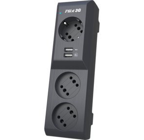 Surge protector Pilot 3G 3xGP euro outlets,  10А / 2.2кВа,  2xUSB,  5m,  black
