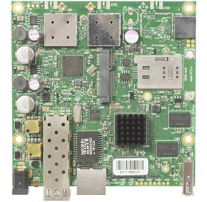 MikroTik RB922UAGS-5HPacD 922UAGS with 720MHz Atheros CPU,  128MB RAM,  1xGigabit LAN,  USB,  1xSFP,  miniPCIe,  SIM slot,  built-in 5Ghz 802.11a / c 2x2 two chain wireless,  2xMMCX connectors,  RouterOS L4