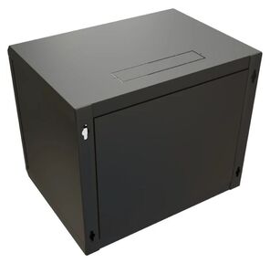 Шкаф Hyperline WRline WR-TW-1545-SR-RAL9004 настенный 19-дюймовый  (19"),  15U,  775x600х450мм,  цельнометаллическая дверь с замком,  цвет черный  (RAL9004)  (разобранный)