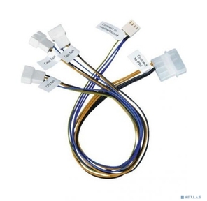 Procase Кабель разветвитель на 3 PWM вентилятора,  450 мм  (3*4pin to fan + 1*Molex to PSU + 1*4pin to MB)