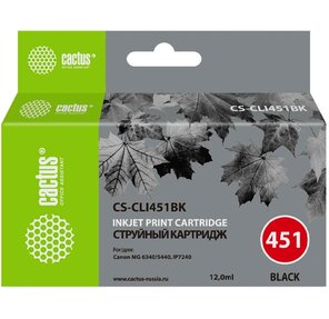 Cactus CS-CLI451BK Картридж струйный черный для Canon MG6340 / 5440 / IP7240  (9.8мл)