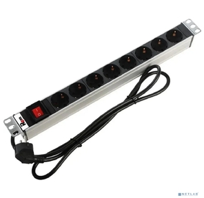 ЦМО Блок розеток Rem-16 с выкл.,  8 Schuko,  16A,  алюм.,  19",  шнур 1, 8 м.  ( R-16-8S-V-440-1.8)