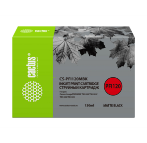 Картридж струйный Cactus CS-PFI120MBK черный матовый  (130мл) для Canon imagePROGRAF TM-200 / TM-205 / TM-300 / TM-305