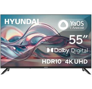 Телевизор LED Hyundai 55" H-LED55BU7012 YaOS Frameless черный / черный 4K Ultra HD 60Hz DVB-T DVB-T2 DVB-C DVB-S DVB-S2 USB 2.0 WiFi Smart TV