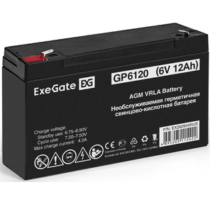 Exegate EX282954RUS Exegate EX282954RUS Аккумуляторная батарея ExeGate GP6120  (6V 12Ah),  клеммы F1