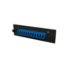 Hyperline FO-FPM-W120H32-12LC-BL Панель для FO-19BX с 12 LC адаптерами,  12 волокон,  одномод OS1 / OS2,  120x32 мм,  адаптеры цвета синий  (blue)