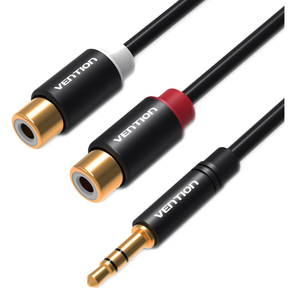 Переходник-разветвитель Vention гибкий Jack 3.5 mm M / 2RCA F - 0.3 м Чёрный