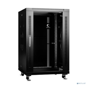 Cabeus SH-05C-18U60 / 60-BK Шкаф монтажный телекоммуникационный 19" напольный 18U 600x600x988mm  (ШхГхВ) передняя стеклянная и задняя сплошная металлическая двери,  ручка с замком,  цвет черный  (RAL 9004)