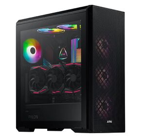 Корпус XPG DEFENDER BLACK [DEFENDER-BKCWW]  (Midi-Tower,  черный,  TG,  120mm fan*3)