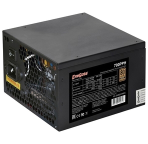 Exegate EX282154RUS-OEM Блок питания 700W ExeGate 80 PLUS® Bronze 700PPH-OEM  (ATX,  APFC,  КПД 89%  (80 PLUS Bronze),  12cm fan,  20+4pin,  2x (4+4)pin,  4xPCI-E,  8xSATA,  4xIDE,  black,  RTL)