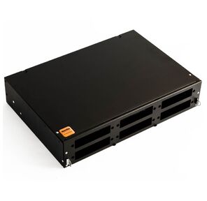 Hyperline FO-19V-2U-6xSLT-W130H30-48UN-BK Бокс оптический универсальный 19" выдвижной,  с полкой,  от 8 до 48 портов  (SC,  duplex LC,  ST,  FC),  со сплайс пластиной,  без пигтейлов и проходных адаптеров,  2U,  черный