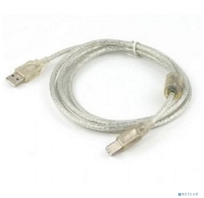Cablexpert Кабель USB 2.0 Pro,  AM / BM,  1, 8м,  экран,  2 феррит.кольца,  прозрачный  (CCF-USB2-AMBM-TR-6)