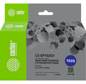 Картридж струйный Cactus CS-EPT02Q1 T02Q черный  (1084мл) для Epson WorkForce Enterprise WF-C20600D4T