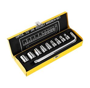 Набор торцевых ключей 10 шт Deli DL2010T Материал: 50BV30. Набор инструментов из 10 шт.:Головка серии 12, 5 мм,  9 шт.  (10,  12,  13,  14,  17,  19,  21,  22,  24 мм). Металлический кейс.