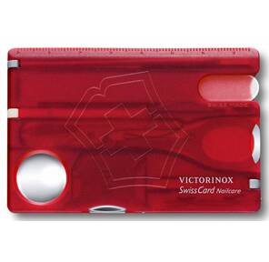 Швейцарская карта Victorinox SwissCard Nailcare  (0.7240.T) красный 10 функций полупрозрачный