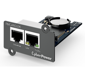 CyberPower SNMP карта RMCARD205 Remote management SNMP card for OL,  OLS,  PR,  OR series UPSs,  PowerPanel® Business Edition software,  сompatible with ENVIROSENSOR,  0.15x0.15x0.07m.,  0.2kg.