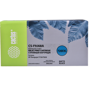 CACTUS  F9J68A  Картридж 728XL для HP DJ T730 / T830,  черный матовый  (300мл)