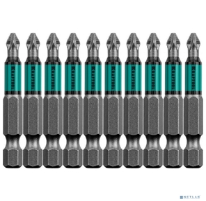 Биты KRAFTOOL Optimum Line,  PZ2,  50 мм,  тип хвостовика E 1 / 4",  10 шт в блистере