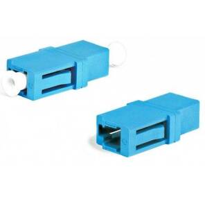 Hyperline FA-P00Z-LC / LC-N / WH-BL Оптический проходной адаптер LC / UPC-LC / UPC,  SM,  simplex,  корпус пластиковый,  синий,  белые колпачки