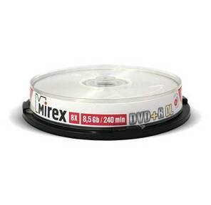 Диск DVD+R Mirex 8.5 Gb,  8x,  Cake Box  (10),  Ink Printable,  Dual Layer  (10 / 300)