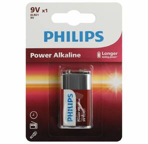 Элемент питания алкалиновый "крона" 6LR61 9В Power  (блист. 1шт) Philips Б0062717