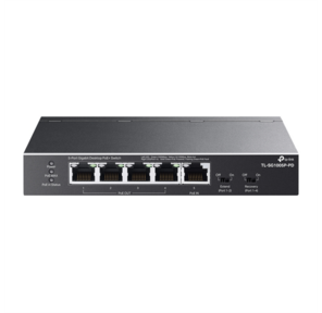 TP-Link TL-SG1005P-PD,  Настольный коммутатор с 5 гиг. портами  (1 порт с входящим PoE++,  4 порта с исходящим PoE+),  бюджет PoE: 9,  21,  47 или 66 Вт  (зависит от используемого стандарта входящего PoE)