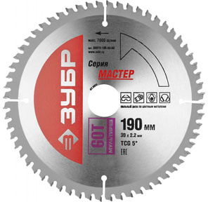 Пильный диск по алюминию Зубр Точный-МУЛЬТИ рез  (36916-190-30-60) d=190мм d (посад.)=30мм  (циркулярные пилы)