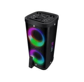 Мобильные колонки SVEN PS-930 2.0 чёрные  (2x75 W,  mini Jack,  2 х 6.35 мм Jack,  USB,  Bluetooth,  FM,  micro SD,  ПДУ,  7200 мA,  LED подсветка)