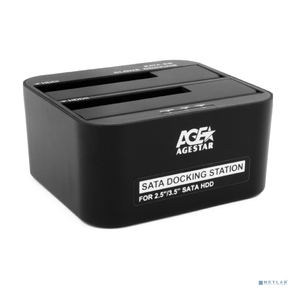AgeStar 3UBT6-6G (BLACK)  USB 3.0 Докстанция 2x2.5" / 3.5" SATA HDD / SSD AgeStar 3UBT6-6G,  пластик,  черный,  UASP,  Clone