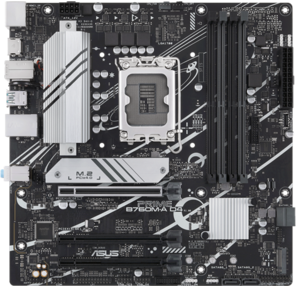 ASUS PRIME B760M-A D4,  LGA1700,  B760,  4хDDR4,  HDMI+DP,  4xSATA3 + RAID,  M2,  Audio,  Gb LAN,  USB 3.2,  USB 2.0,  mATX