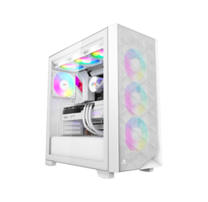 Корпус без блока питания PCCooler C3D510 WH ARGB,  Tempered Glass Full Tower,  White,  TG,  0.7 SPCC,  3x120mm ARGB E-ATX,  ATX,  mATX,  mITX 170 / 390 / 410mm 2x2.5",  2x3.5",  7xPCI 2xUSB-A 3.0 454.8x220x490.6mm