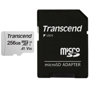 Флеш карта microSD 256GB Transcend microSDXC Class 10 UHS-I U3,  V30,  A1,   (SD адаптер),  TLC