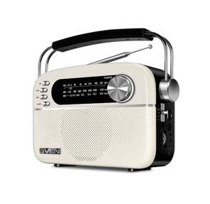 SVEN АС SRP-505,  белый  (3 Вт, Bluetooth,  FM / AM / SW,  USB,  microSD,  AUX,   встроенный аккумулятор)