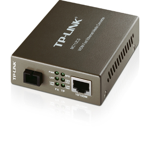TP-Link MC112CS,  10 / 100Mbps RJ45 to 100Mbps single-mode SC fiber Converter,  Full-duplex, Tx:1310nm,  Rx:1550nm,   up to 20Km,  switching power adapter,  chassis mountable
